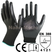 NMSAFETY Guantes de seguridad de trabajo nitrilo lisos negros revestidos de nylon negro